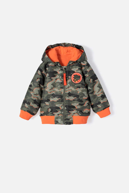  CHAQUETA DE LITTLEMIC CON CIERRE Y CHOMPA VERDE MILITAR  PARA BEBÉ NIÑO