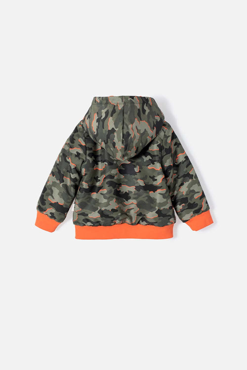 Card slide image -  CHAQUETA DE LITTLEMIC CON CIERRE Y CHOMPA VERDE MILITAR  PARA BEBÉ NIÑO