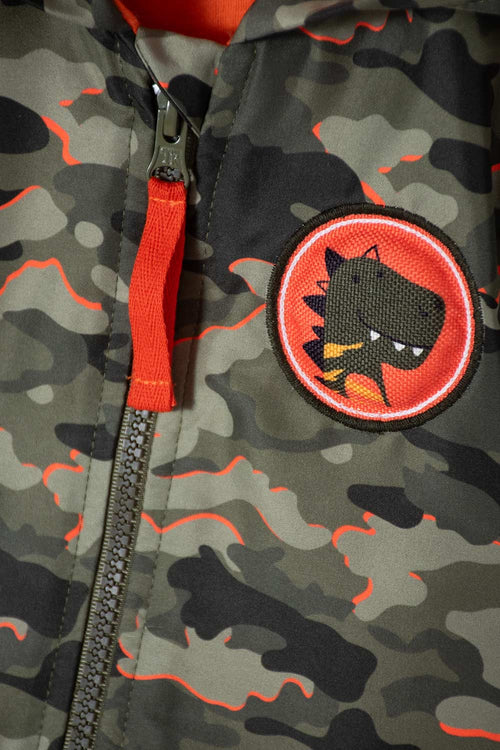 Card slide image -  CHAQUETA DE LITTLEMIC CON CIERRE Y CHOMPA VERDE MILITAR  PARA BEBÉ NIÑO