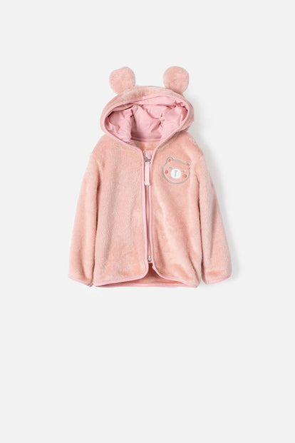 BUZO DE LITTLEMIC CON CAPUCHA ROSADO PARA BEBÉ NIÑA