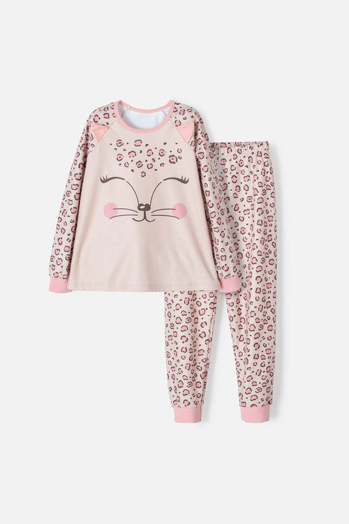 PIJAMA DE MIC CON PANTALÓN LARGO  PALO DE ROSA PARA NIÑA