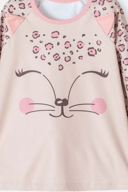 PIJAMA DE MIC CON PANTALÓN LARGO  PALO DE ROSA PARA NIÑA