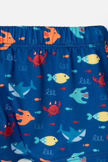 CONJUNTO DE BAÑO DE LITTLEMIC MANGA LARGA AZUL/ROJO PARA BEBÉ NIÑO