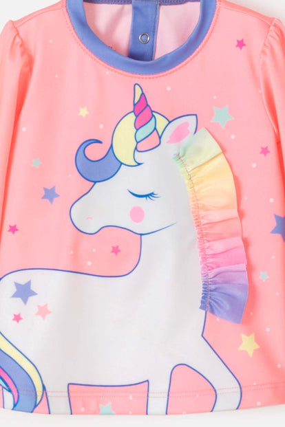 CONJUNTO BAÑO LITTLEMIC MANGA LARGA MULTICOLOT PARA BEBÉ NIÑA