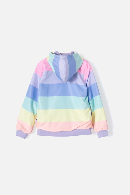 CHAQUETA DE MIC CON CIERRE Y CAPUCHA MULTICOLOR PARA NIÑA