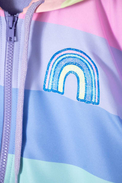 CHAQUETA DE MIC CON CIERRE Y CAPUCHA MULTICOLOR PARA NIÑA