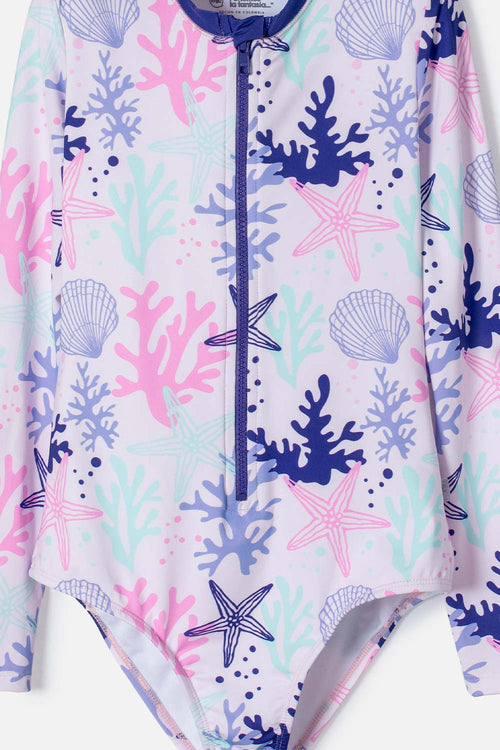 Card slide image -  VESTIDO DE BAÑO MIC MANGA LARGA MORADO PARA NIÑA