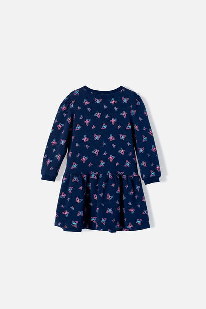 VESTIDO DE LITTLEMIC MANGA LARGA AZUL PARA NIÑA 2T A 5T