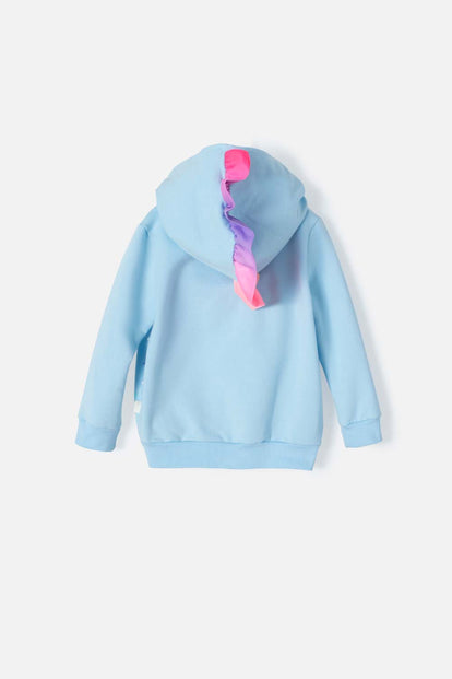 BUZO DE MIC CON CAPUCHA AZUL CLARO PARA NIÑA 2T A 5T