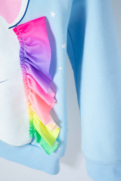 BUZO DE MIC CON CAPUCHA AZUL CLARO PARA NIÑA 2T A 5T