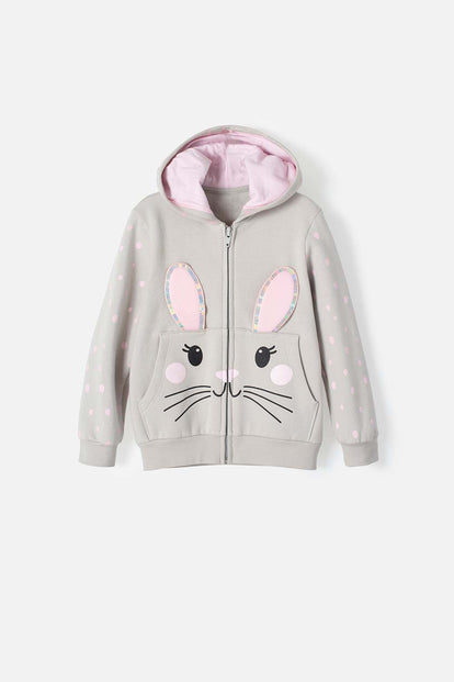 BUZO DE LITTLEMIC CON CIERRE Y CHOMPA GRIS PARA NIÑA