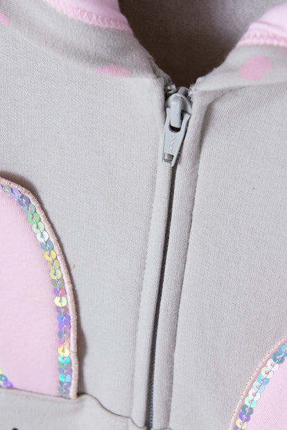 BUZO DE LITTLEMIC CON CIERRE Y CHOMPA GRIS PARA NIÑA