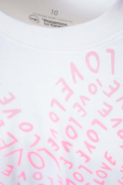 CAMISETA DE MIC MANGA LARGA MARFIL PARA NIÑA