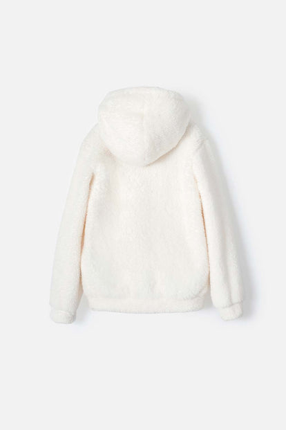 BUZO DE MIC CON CAPUCHA Y CERRADO MARFIL PARA NIÑA