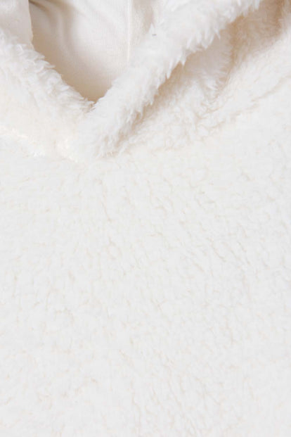 BUZO DE MIC CON CAPUCHA Y CERRADO MARFIL PARA NIÑA