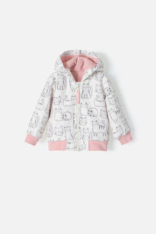 Card slide image -  CHAQUETA DE LITTLEMIC CON CAPUCHA MARFIL Y PALO DE ROSA PARA BEBÉ NIÑA