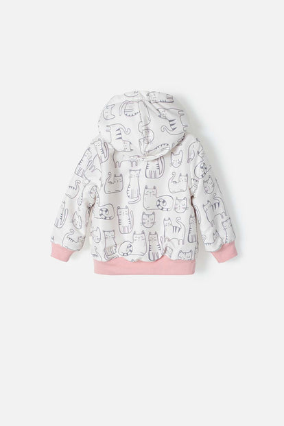 CHAQUETA DE LITTLEMIC CON CAPUCHA MARFIL Y PALO DE ROSA PARA BEBÉ NIÑA