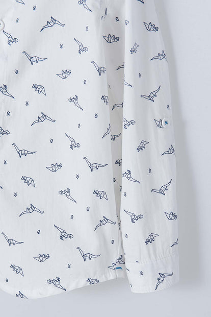 CAMISA LITTLEMIC BLANCA MANGA LARGA PARA NIÑO 2T A 5T