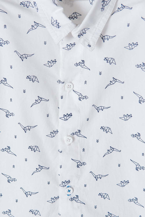 Card slide image -  CAMISA LITTLEMIC BLANCA MANGA LARGA PARA NIÑO 2T A 5T