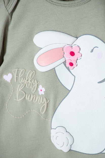  CONJUNTO LITTLEMIC VERDE Y CAQUI MANGA LARGA PARA BEBÉ NIÑA