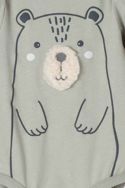 CONJUNTO LITTLEMIC VERDE Y CAQUI MANGA LARGA PARA BEBÉ NIÑO