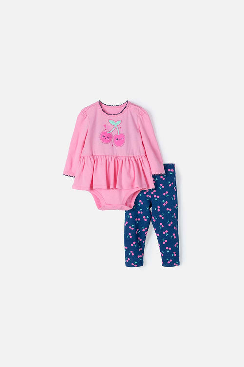 CONJUNTO LITTLEMIC MANGA LARGA  AZUL Y ROSADO PARA BEBÉ NIÑA