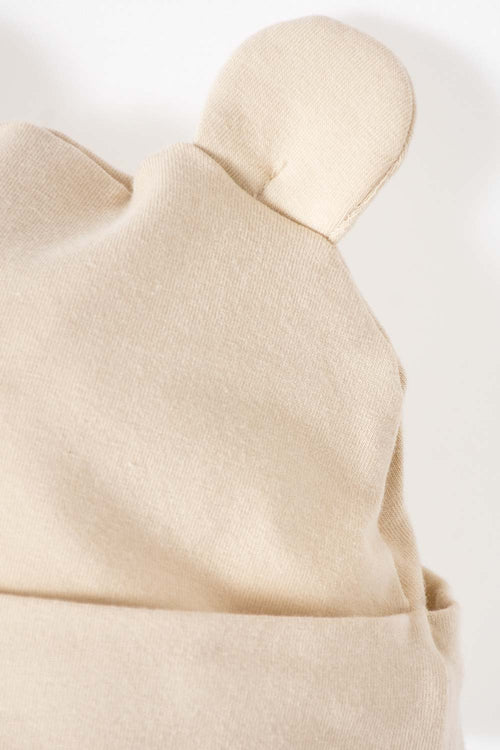 DÚO DE GORROS CAQUI Y GRIS CON OREJITAS PARA BEBÉ NIÑO