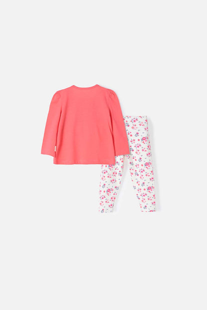 CONJUNTO LITTLEMIC CON PANTALÓN LARGO CORAL PARA BEBÉ NIÑA
