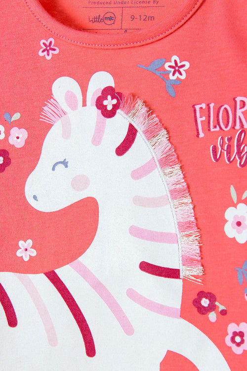 Card slide image -  CONJUNTO LITTLEMIC CON PANTALÓN LARGO CORAL PARA BEBÉ NIÑA