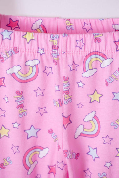 PIJAMA LITTLEMIC  DE MANGA CORTA AZUL Y ROSADA PARA NIÑA 2T A 5T