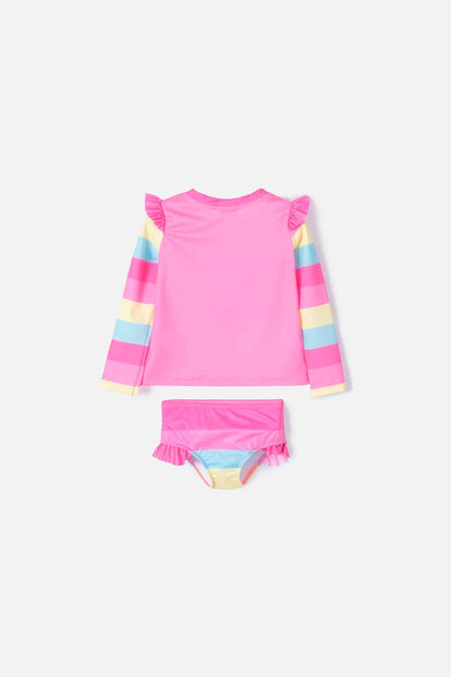 VESTIDO DE BAÑO LITTLEMIC MULTICOLOR MANGA LARGA PARA NIÑA 2T A 5T