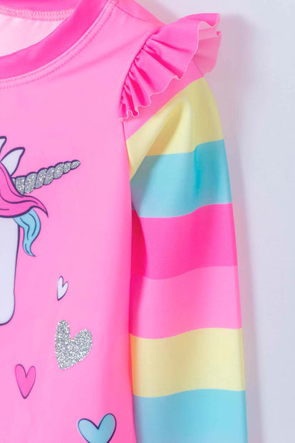 VESTIDO DE BAÑO LITTLEMIC MULTICOLOR MANGA LARGA PARA NIÑA 2T A 5T