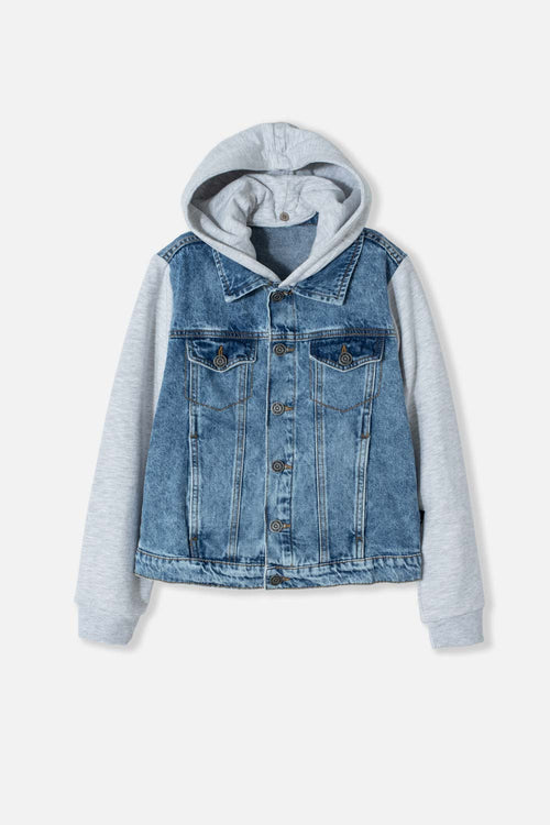 CHAQUETA DE MIC CON CAPUCHA TONO MEDIO PARA NIÑO