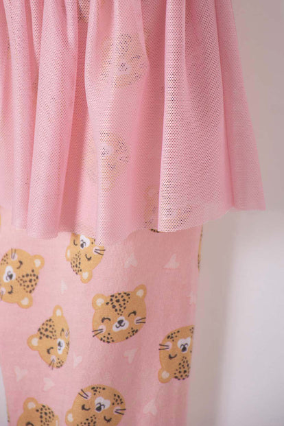 PIJAMA LITTLEMIC MANGA LARGA PALO DE ROSA Y GRIS PARA BEBÉ NIÑA