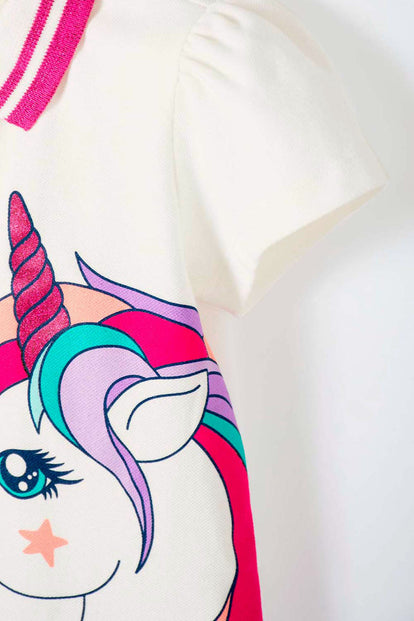 CAMISETA TIPO POLO LITTLEMIC MARFIL PARA NIÑA 2T A 5T