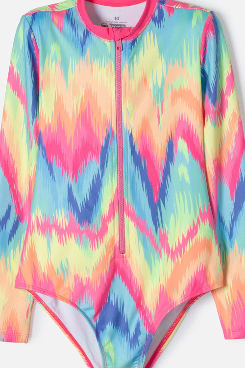 VESTIDO DE BAÑO MIC DE MANGA LARGA MULTICOLOR PARA NIÑA