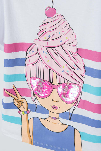CAMISETA MIC BLANCA MANGA CORTA PARA NIÑA