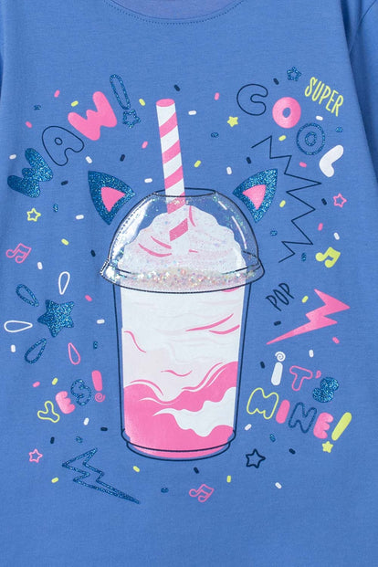 CAMISETA MIC AZUL HORTENSIA MANGA CORTA PARA NIÑA