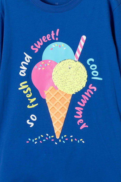 CAMISETA MIC AZUL MANGA CORTA PARA NIÑA