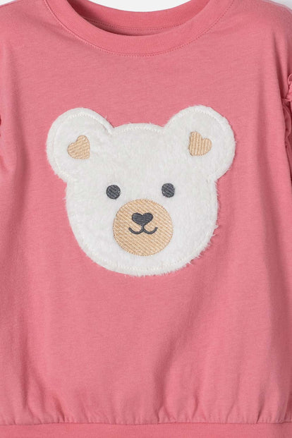 CAMISETA DE LITTLEMIC MANGA LARGA ROSA VIEJO PARA NIÑA 2T A 5T