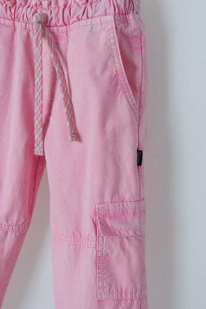 JOGGER DE LITTLEMIC CON CORDON ROSADO PARA NIÑA 2T A 5T