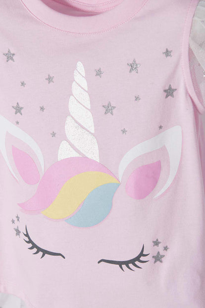 CAMISETA DE LITTLEMIC CON DIADEMA MULTICOLOR PARA NIÑA 2T A 5T