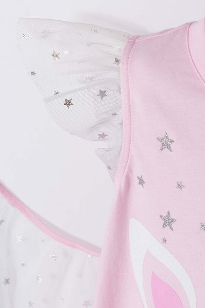 CAMISETA DE LITTLEMIC CON DIADEMA MULTICOLOR PARA NIÑA 2T A 5T