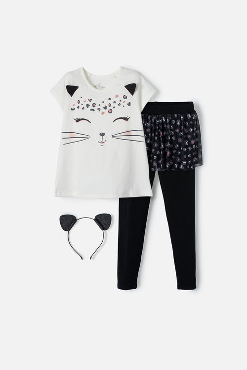 Card slide image -  CONJUNTO MIC MARFIL Y NEGRO DE PANTALÓN LARGO PARA NIÑA