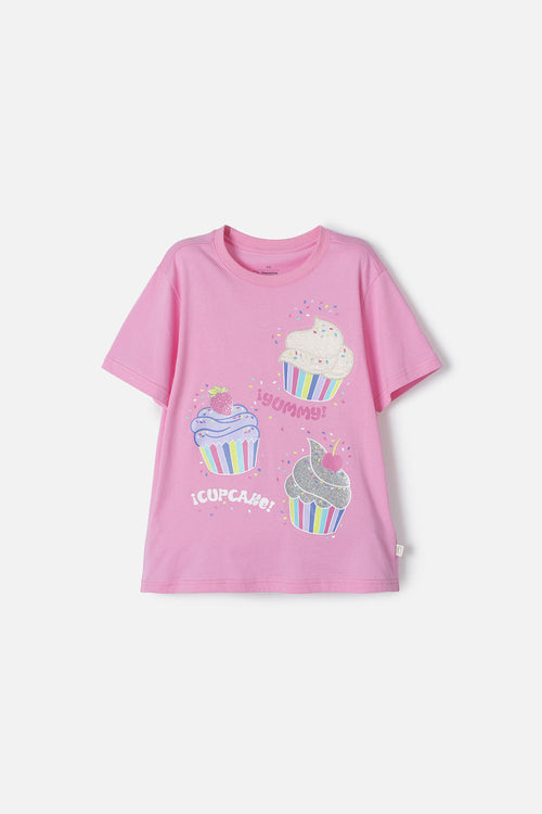 Card slide image -  CAMISETA MIC ROSADA DE DISEÑO CLÁSICO PARA NIÑA