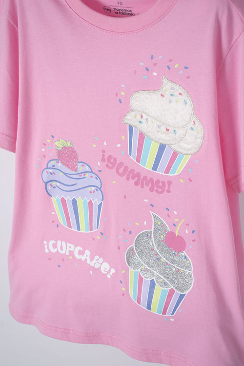 Card slide image -  CAMISETA MIC ROSADA DE DISEÑO CLÁSICO PARA NIÑA