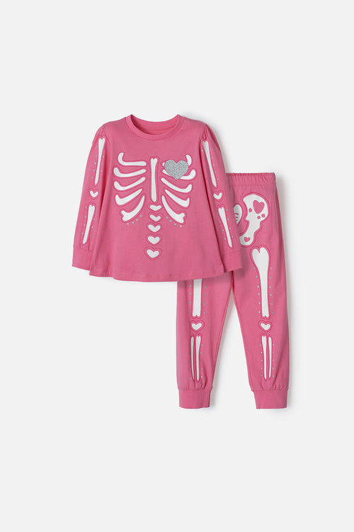 Card slide image -  PIJAMA DE LITTLEMIC CON PANTALÓN LARGO ROSADO PARA NIÑA 2T A 5T