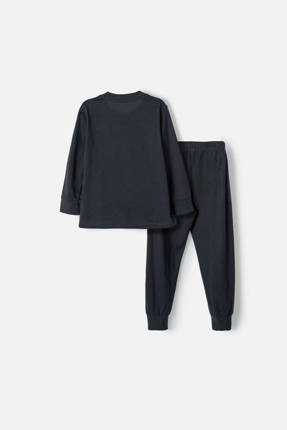 PIJAMA DE LITTLEMIC GRIS MANGA LARGA PARA NIÑO 2T A 5T