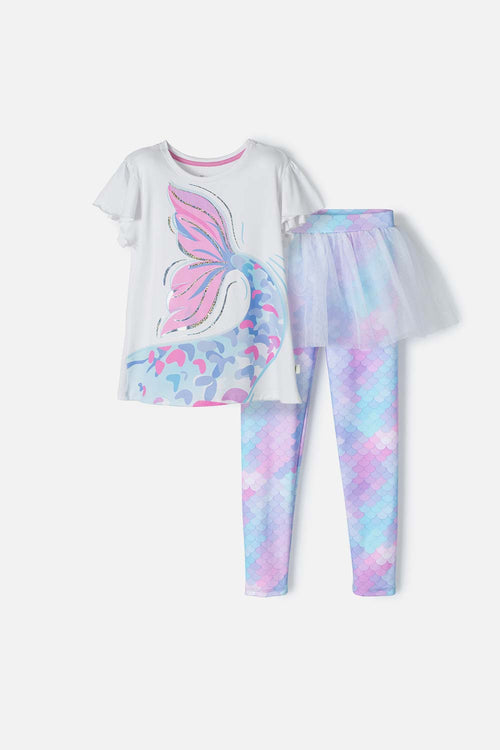 CONJUNTO MIC MULTICOLOR CON FALDA TIPO TUTÚ PARA NIÑA
