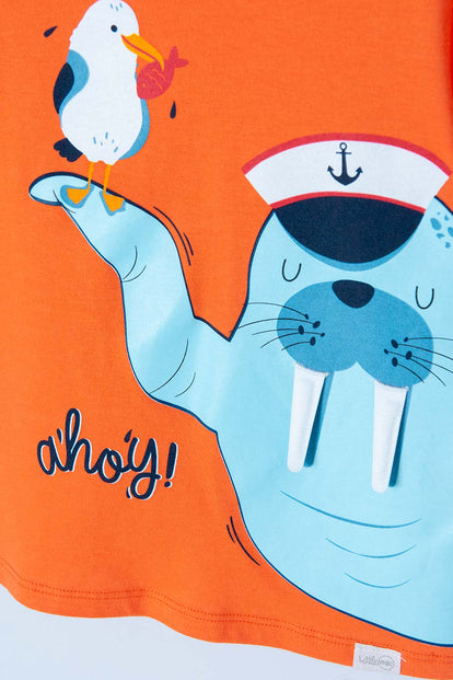 CAMISETA LITTLEMIC NARANJA MANGA CORTA PARA NIÑO 2T A 5T